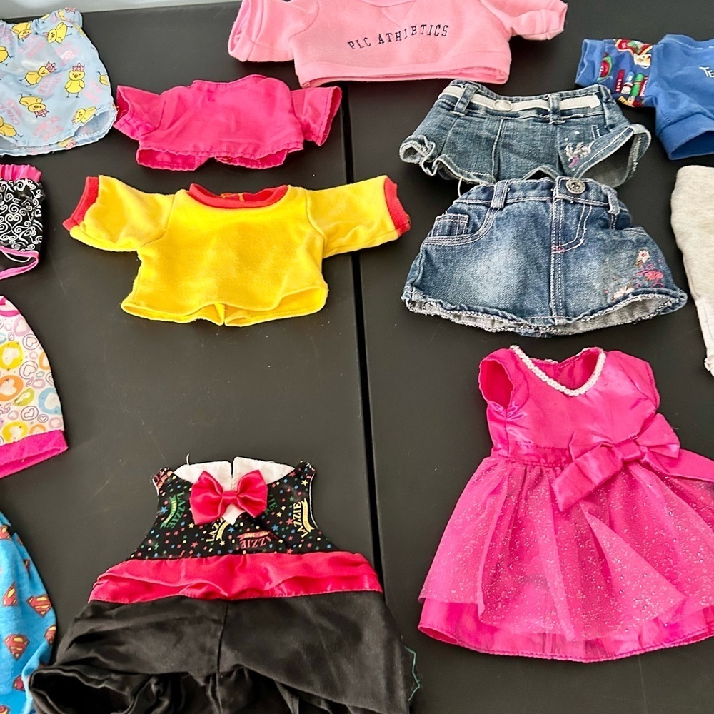 Bear/doll/animal clothes lot of 14 jean skirts/shorts/tops fits most BAB animal - Picture 3 of 8